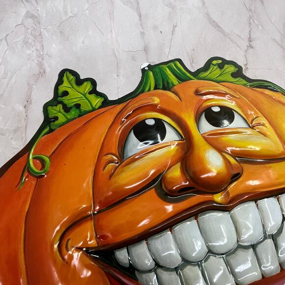 1990s Halloween Pumpkin Jack O Lantern 3D Mold Plastic Beistle 12x15 FL6-11 - Picture 3 of 5